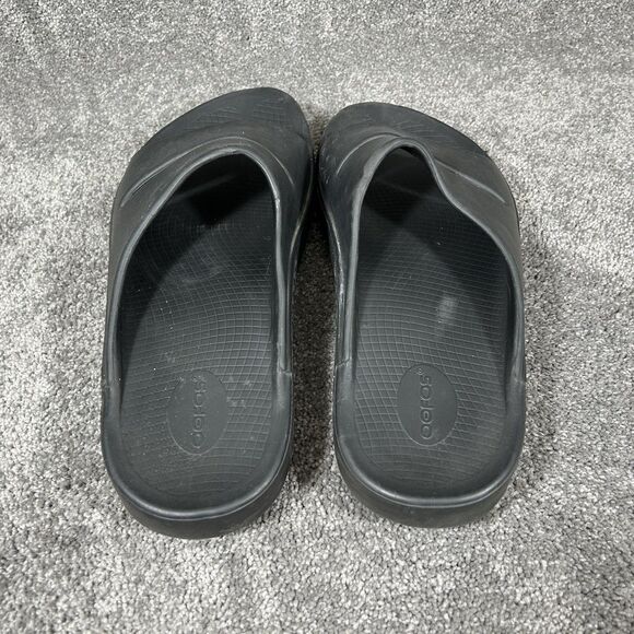 OOFOS OOahh Men’s Size 12 Black Gym Recovery Slip On Sandal Slides Used - Picture 8 of 12